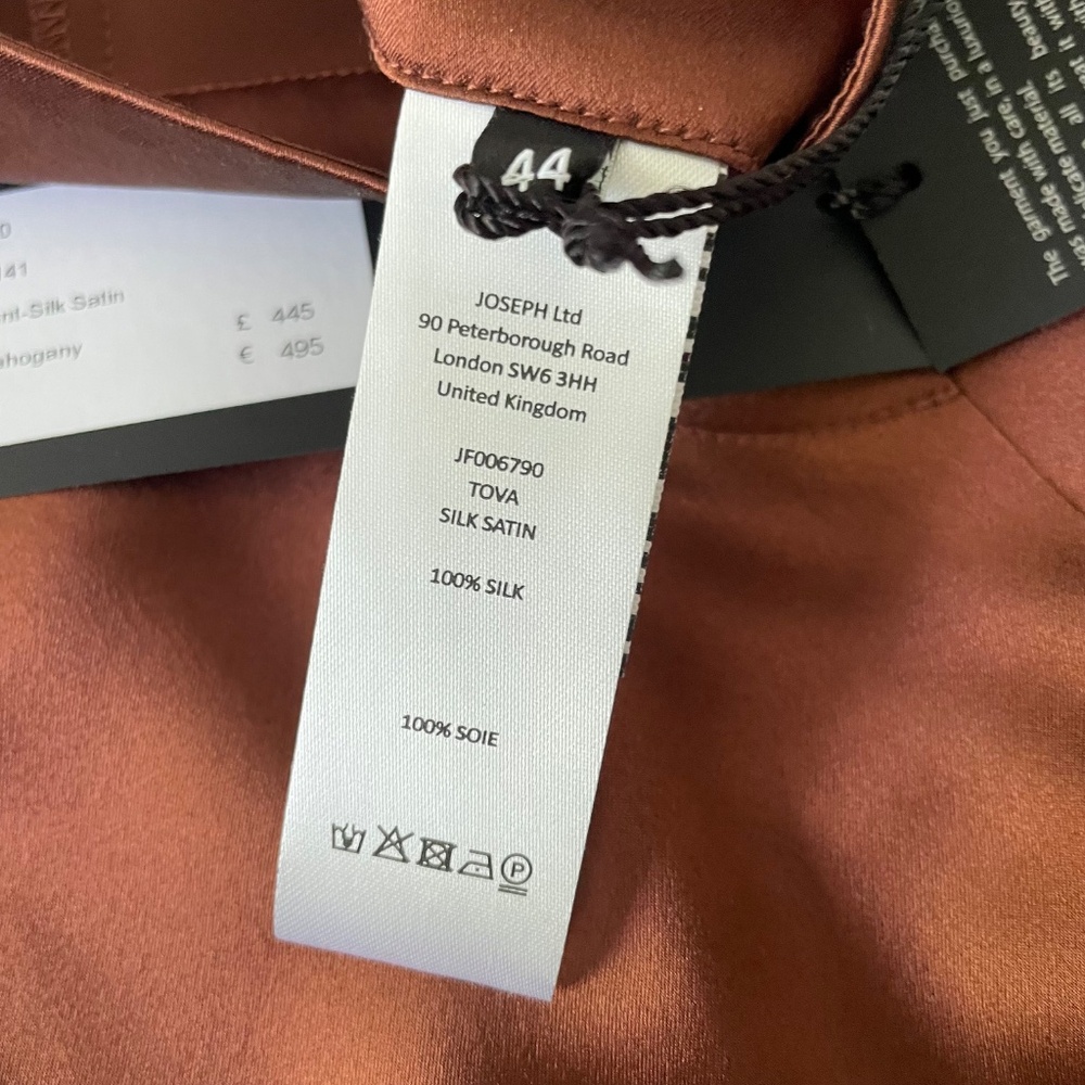 JOSEPH | Luxury Tova pure silk-satin straight-leg pants in copper brown XL - Picture 8 of 14